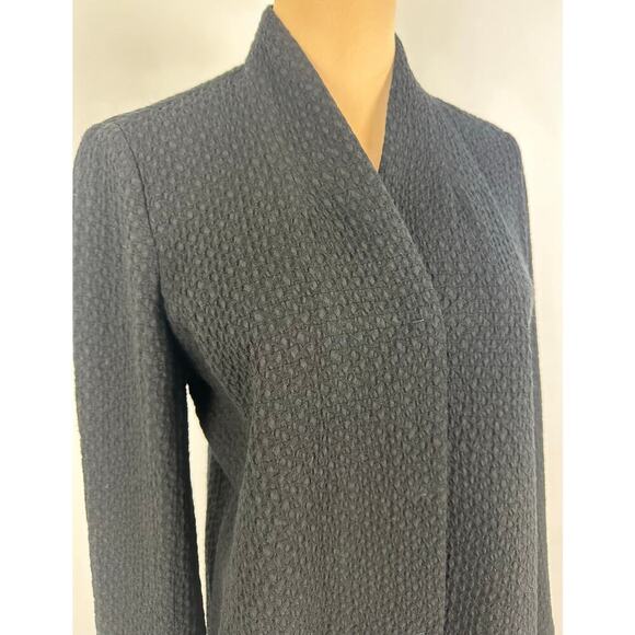 Eileen Fisher Size Petite Small Black Honeycomb High Mock Neck Overcoat Timeless - Picture 4 of 16